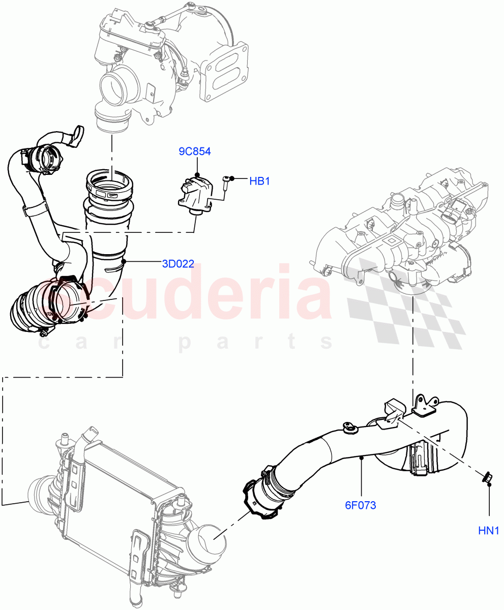 Intercooler/Air Ducts And Hoses(Air Ducts And Hoses)(2.0L AJ200P Hi PHEV)((V)FROMMA000001) of Land Rover Land Rover Range Rover Velar (2017+) [2.0 Turbo Petrol AJ200P]