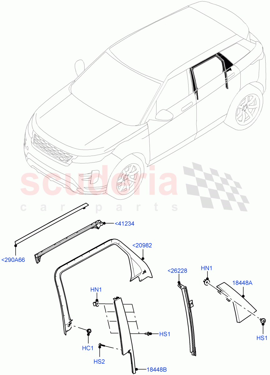 Rear Doors, Hinges & Weatherstrips(Rear Finisher)(Halewood (UK)) of Land Rover Land Rover Range Rover Evoque (2019+) [1.5 I3 Turbo Petrol AJ20P3]