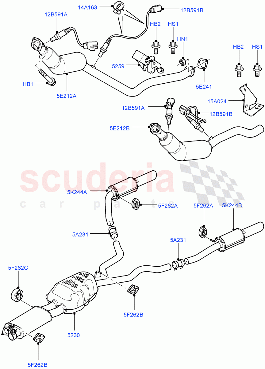 Exhaust System(AJ Petrol 4.2 V8 Supercharged) of Land Rover Land Rover Range Rover Sport (2005-2009) [4.2 Petrol V8 Supercharged]