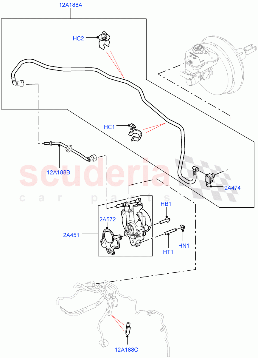 Vacuum Control And Air Injection (Solihull Plant Build, Vacuum Pump And Hoses) (3.0 V6 Diesel, 8 Speed Auto Trans ZF 8HP70 4WD, LHD) ((V) FROMHA000001) of Land Rover Land Rover Range Rover (2012-2021) [3.0 Diesel 24V DOHC TC]