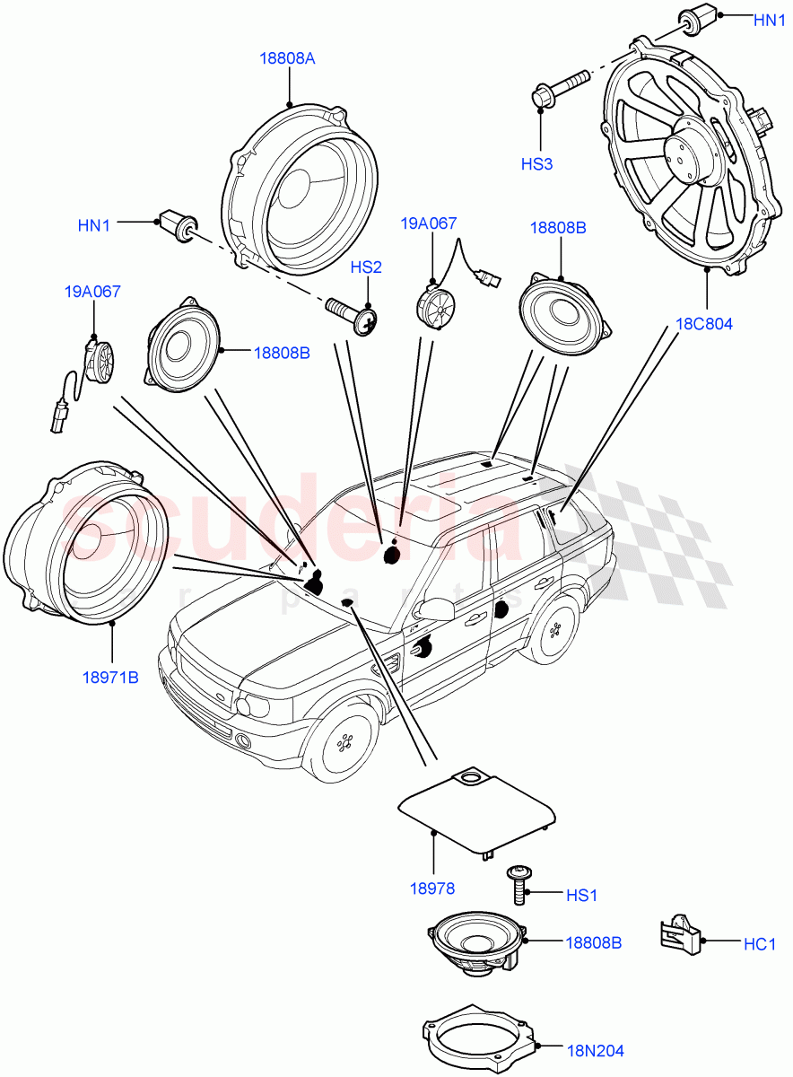 Speakers((V)TO9A999999) of Land Rover Land Rover Range Rover Sport (2005-2009) [3.6 V8 32V DOHC EFI Diesel]