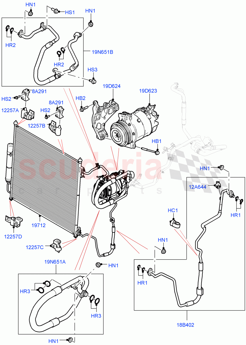 Air Conditioning Condensr/Compressr(Front)(3.0L AJ20P6 Petrol High,3.0L AJ20D6 Diesel High)((V)FROMKA000001) of Land Rover Land Rover Range Rover Sport (2014+) [5.0 OHC SGDI SC V8 Petrol]