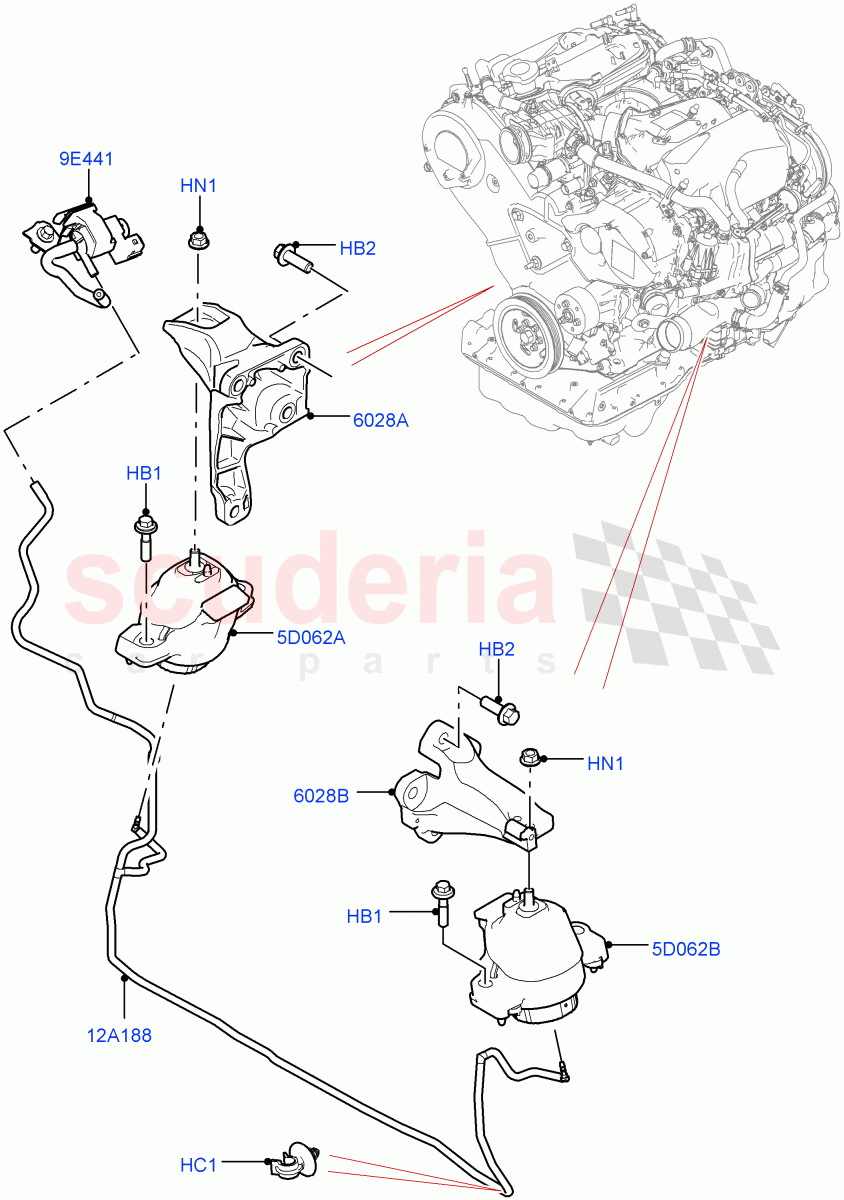 Engine Mounting (3.0 V6 Diesel) of Land Rover Land Rover Range Rover Velar (2017+) [2.0 Turbo Diesel AJ21D4]