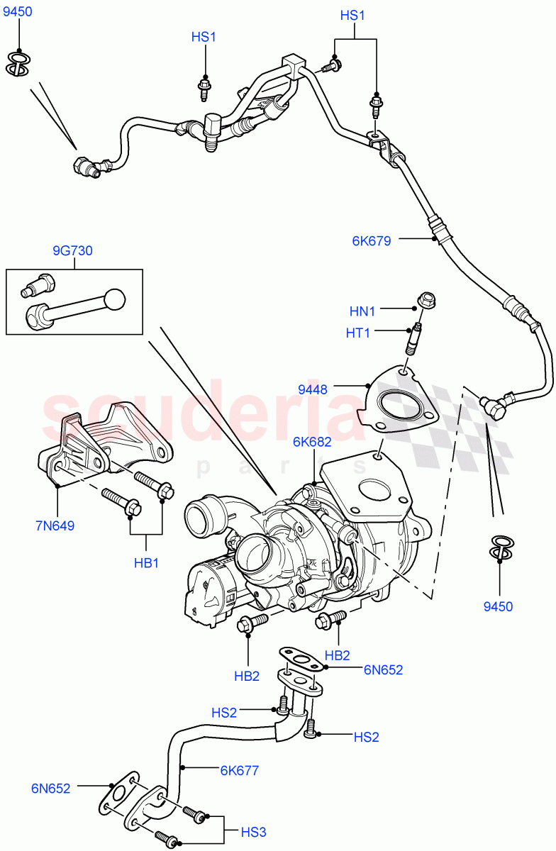 Turbocharger (LH) (3.6L V8 32V DOHC EFi Diesel Lion) ((V) FROMAA000001) of Land Rover Land Rover Range Rover Sport (2010-2013) [3.6 V8 32V DOHC EFI Diesel]