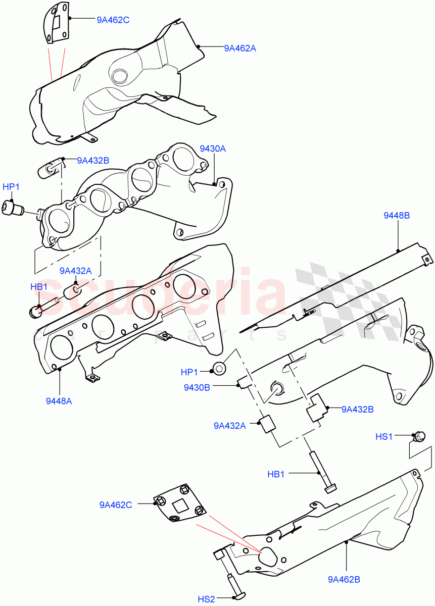 Exhaust Manifold(5.0 Petrol AJ133 DOHC CDA,5.0L P AJ133 DOHC CDA S/C Enhanced)((V)FROMKA000001) of Land Rover Land Rover Range Rover Sport (2014+) [5.0 OHC SGDI SC V8 Petrol]