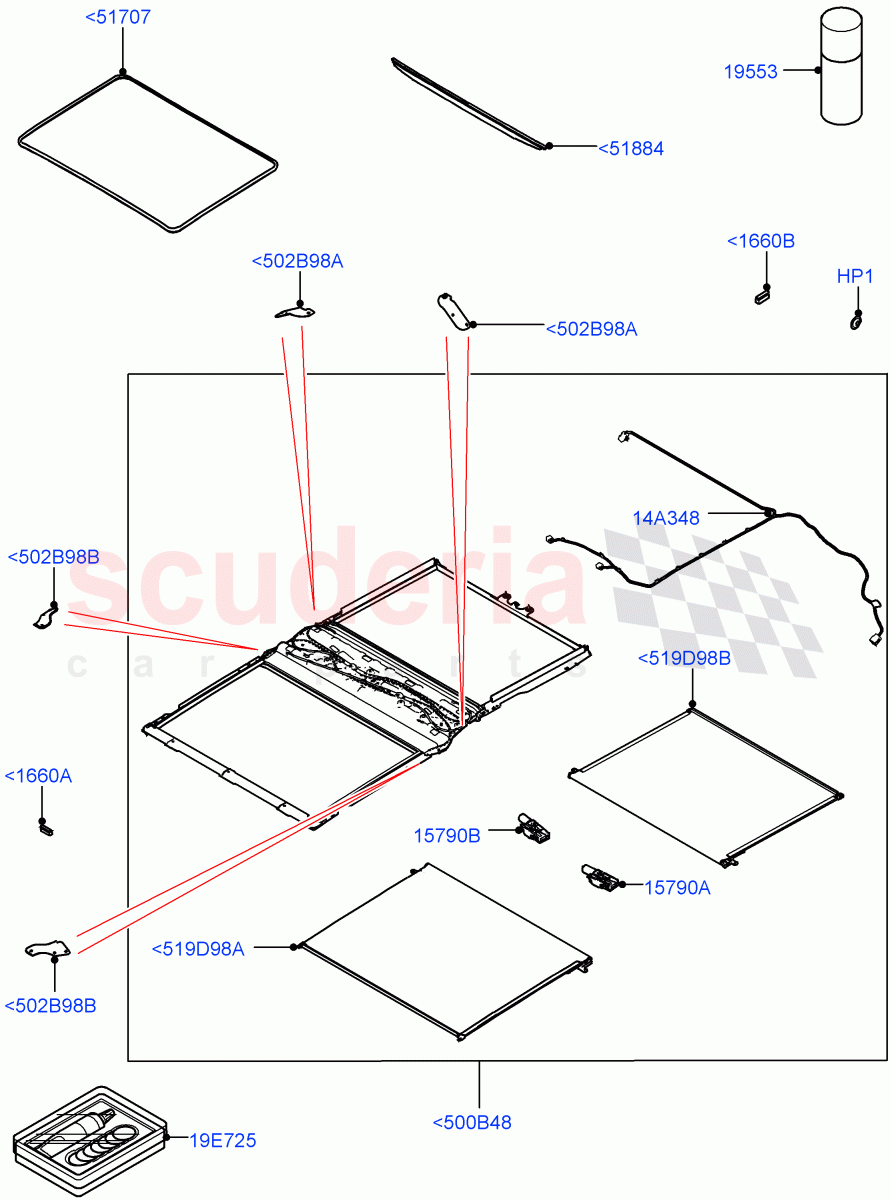 Sliding Roof Mechanism And Controls (Solihull Plant Build, Sunroof Frame) (Roof Conv-Front And Rear Panoramic) ((V) FROMHA000001) of Land Rover Land Rover Discovery 5 (2017+) [2.0 Turbo Diesel]