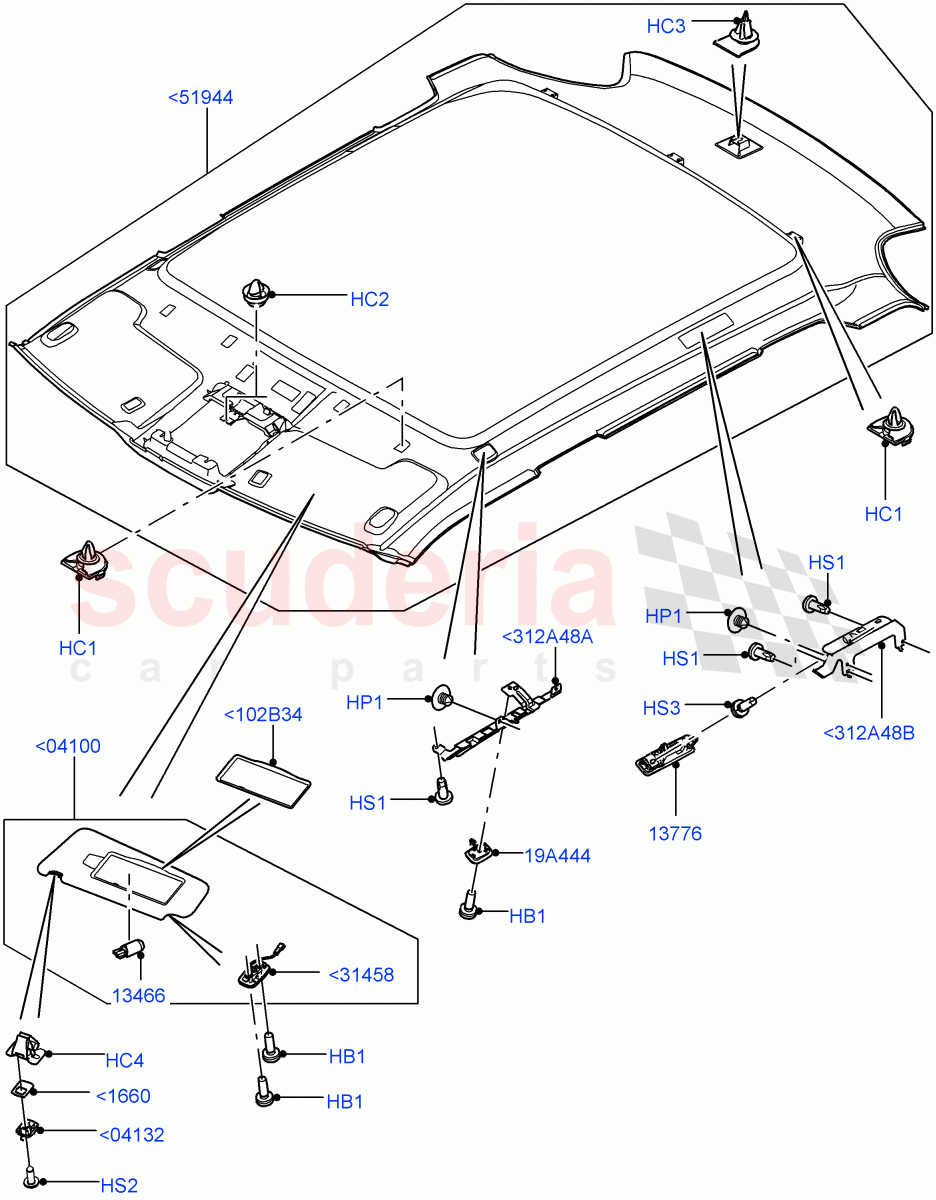 Headlining And Sun Visors (Changsu (China)) ((V) FROMEG000001) of Land Rover Land Rover Range Rover Evoque (2012-2018) [2.0 Turbo Petrol GTDI]