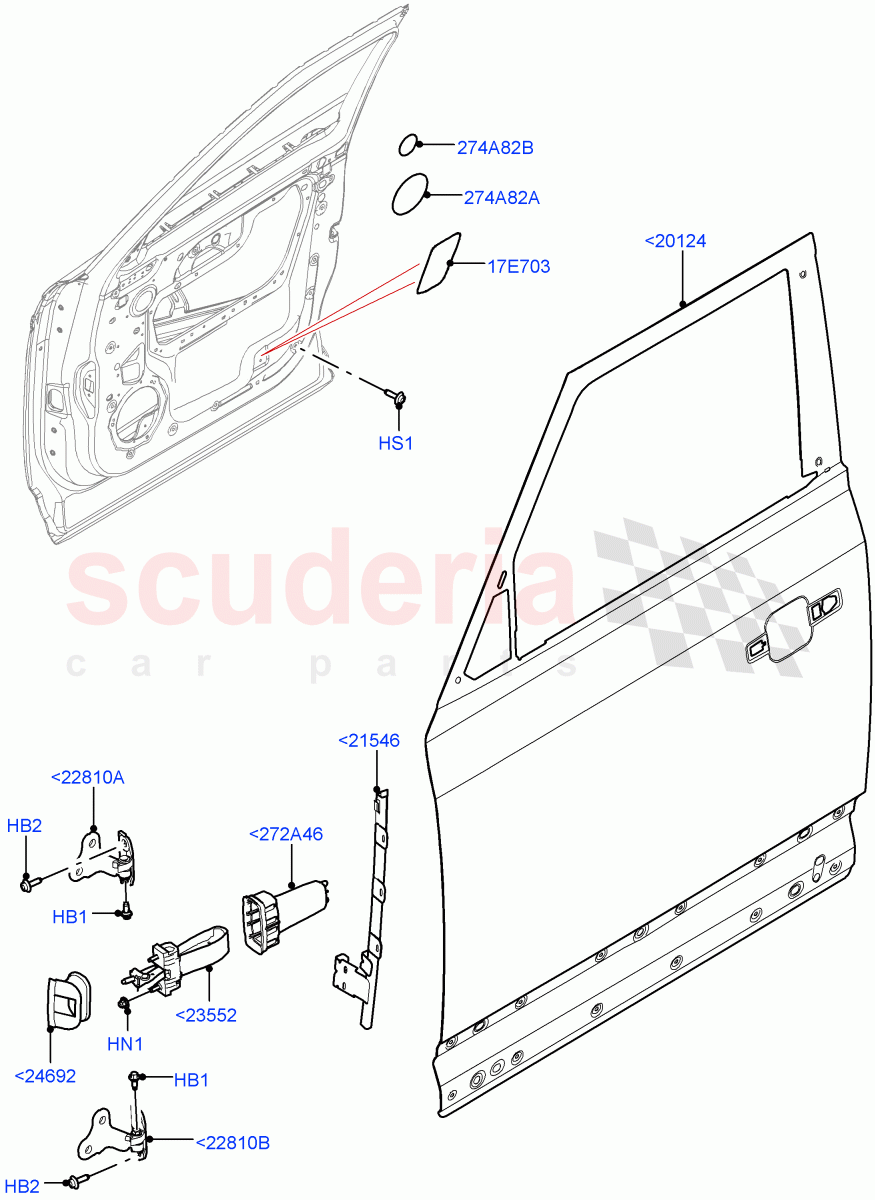 Front Doors, Hinges & Weatherstrips(Door And Fixings) of Land Rover Land Rover Defender (2020+) [3.0 I6 Turbo Diesel AJ20D6]