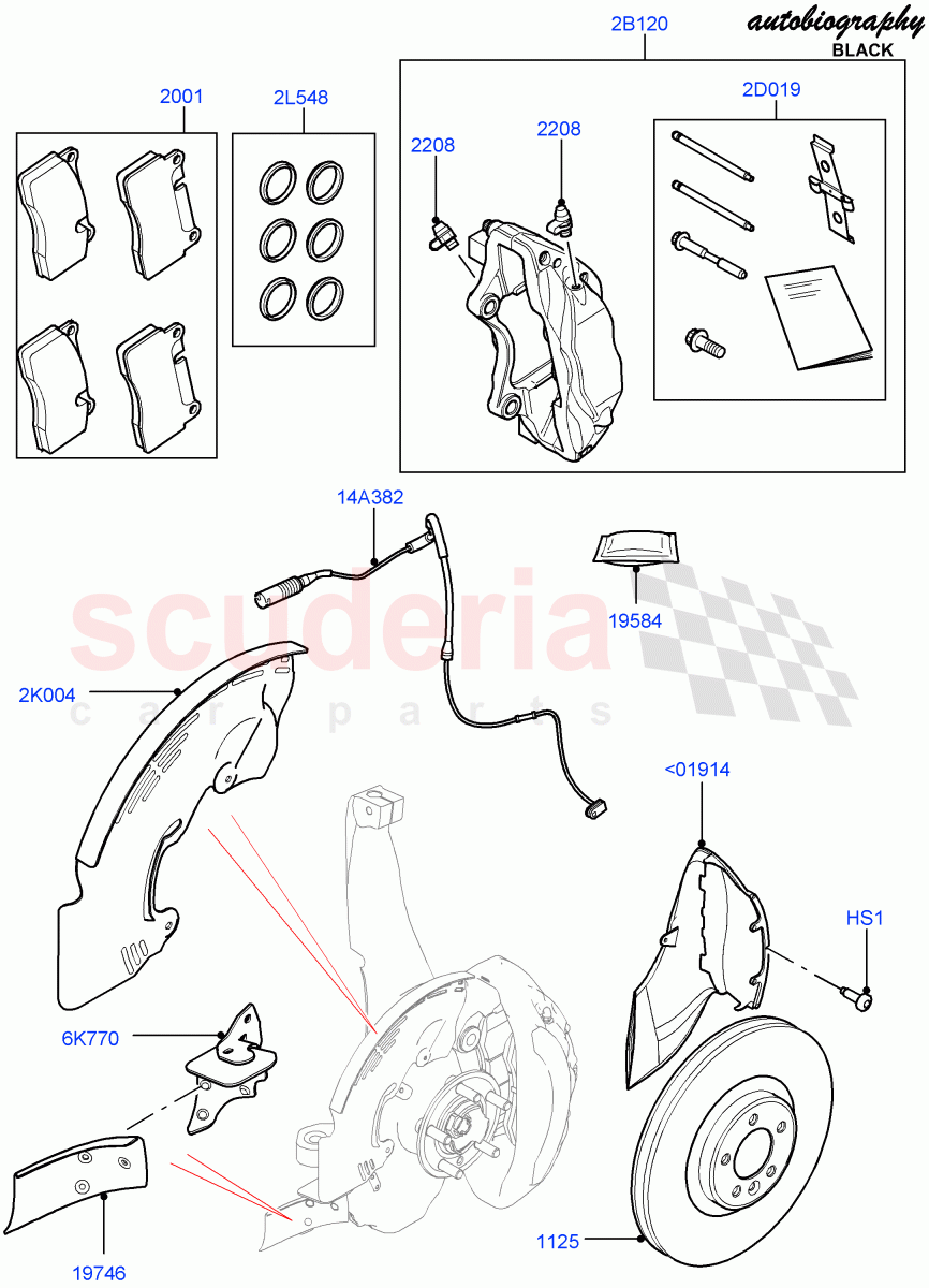 Front Brake Discs And Calipers(Autobiography Black / SV Autobiography)(Limited Package,Brake Calipers - Red,Less Version Package,Brake Calipers - Black)((V)FROMGA000001) of Land Rover Land Rover Range Rover (2012-2021) [2.0 Turbo Petrol AJ200P]