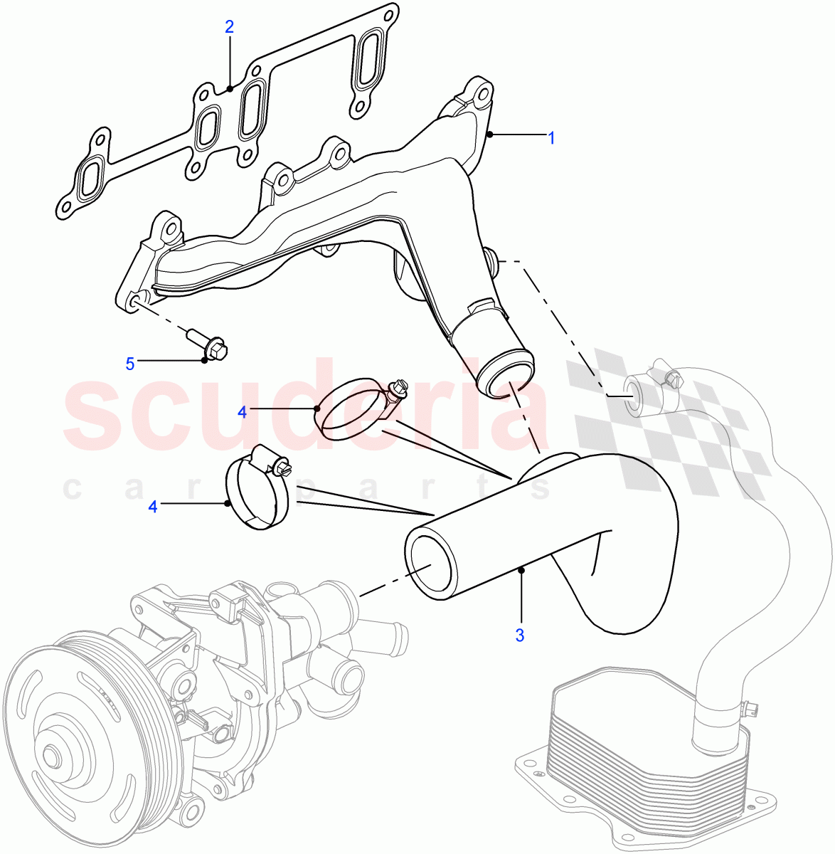 Water Manifold And Hoses (2.2L 16V TC I4 DSL 122PS PUMA) ((V) FROMCA000001) of Land Rover Land Rover Defender (2007-2016)
