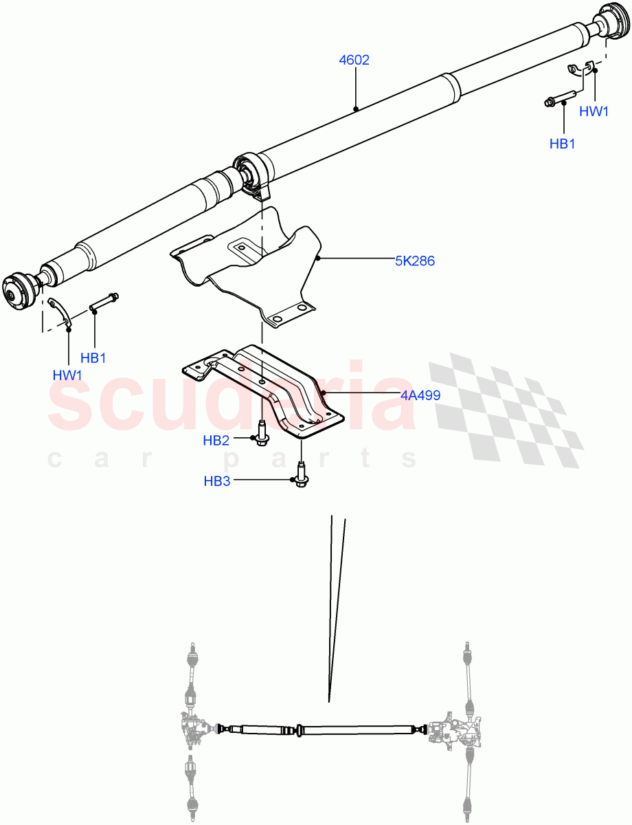 Drive Shaft - Rear Axle Drive (Propshaft) (Halewood (UK)) ((V) TODH999999) of Land Rover Land Rover Range Rover Evoque (2012-2018) [2.2 Single Turbo Diesel]