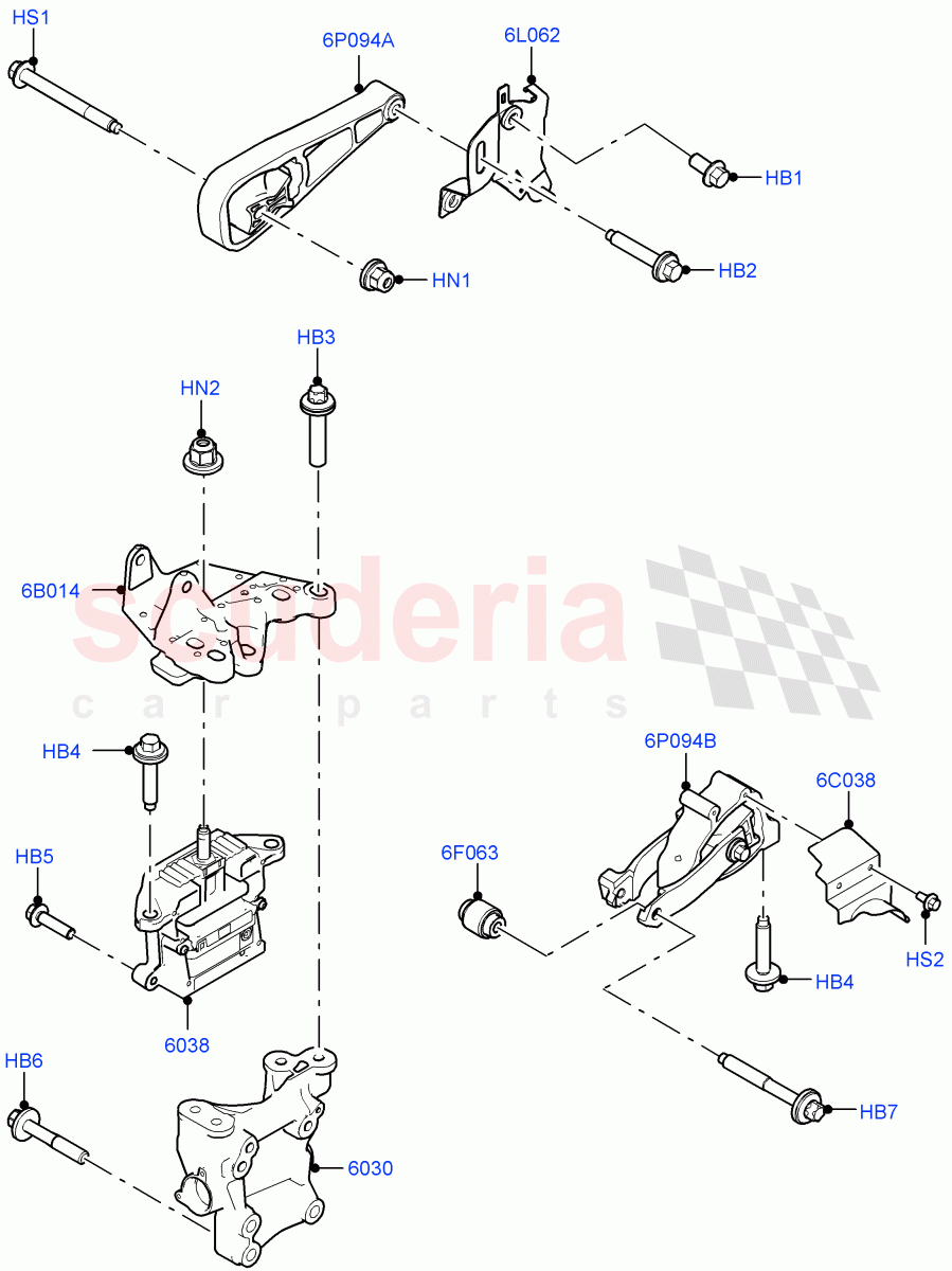 Engine Mounting(2.0L AJ20D4 Diesel Mid PTA,Itatiaia (Brazil))((V)FROMLT000001) of Land Rover Land Rover Discovery Sport (2015+) [2.2 Single Turbo Diesel]