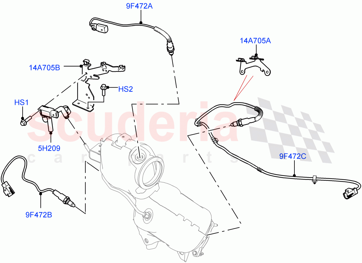 Exhaust Sensors And Modules(1.5L AJ20P3 Petrol High,8 Speed Automatic Trans 8G30,Changsu (China)) of Land Rover Land Rover Range Rover Evoque (2019+) [1.5 I3 Turbo Petrol AJ20P3]