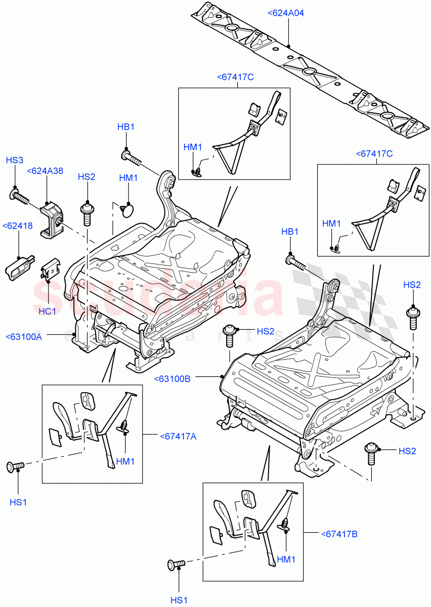 Rear Seat Frame(For Seat Cushion)(With 35/30/35 Split Fold Rear Seat)((V)FROMAA000001) of Land Rover Land Rover Discovery 4 (2010-2016) [3.0 Diesel 24V DOHC TC]