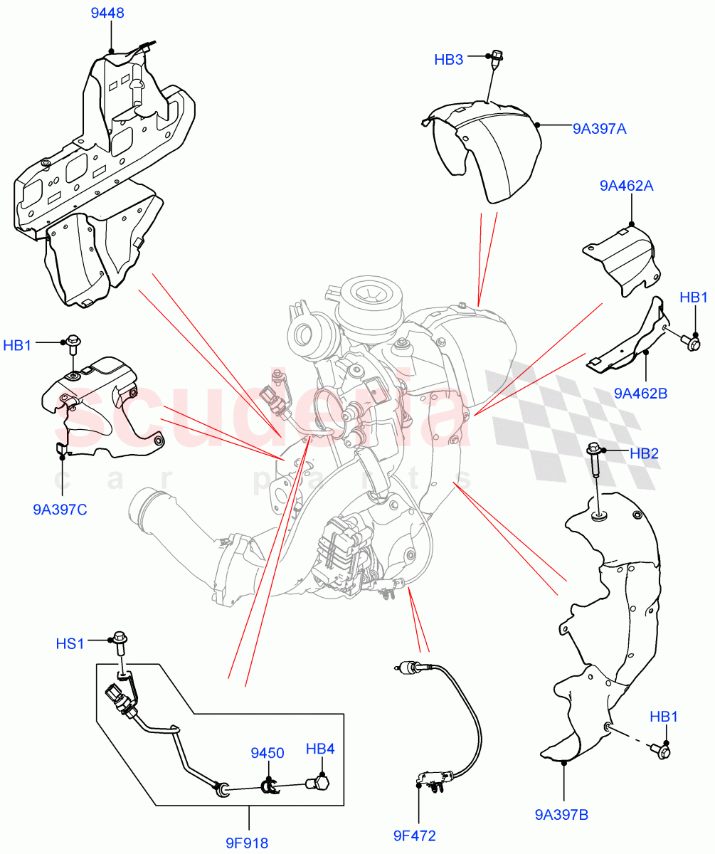 Turbocharger (Turbocharger Related Parts) (2.0L I4 DSL HIGH DOHC AJ200, Itatiaia (Brazil)) ((V) FROMJT000001) of Land Rover Land Rover Range Rover Evoque (2012-2018) [2.0 Turbo Diesel]