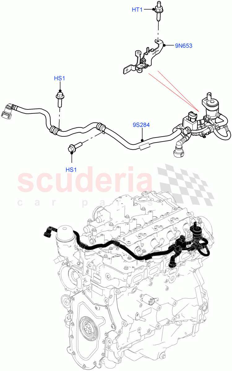 Evaporative Emission (Nitra Plant Build) (2.0L I4 High DOHC AJ200 Petrol, 2.0L AJ200P Hi PHEV) ((V) FROMM2000001) of Land Rover Land Rover Defender (2020+) [2.0 Turbo Petrol AJ200P]