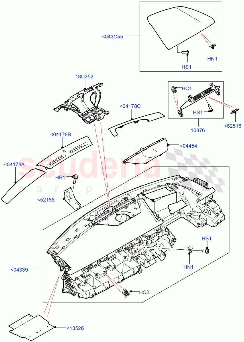 Instrument Panel(External Components, Upper)(Less Head Up Display) of Land Rover Land Rover Range Rover Velar (2017+) [3.0 DOHC GDI SC V6 Petrol]