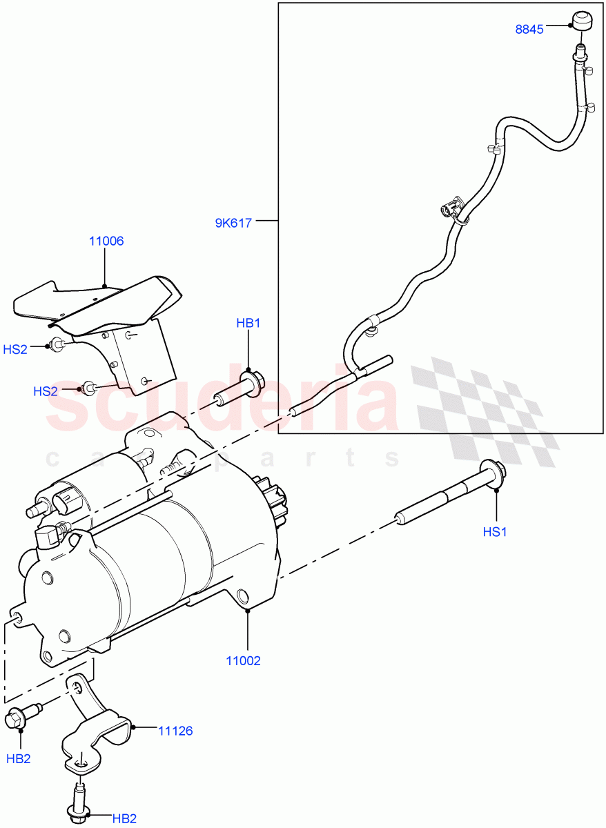 Starter Motor(5.0 Petrol AJ133 DOHC CDA,Starter - Stop/Start System,5.0L P AJ133 DOHC CDA S/C Enhanced)((V)FROMJA000001) of Land Rover Land Rover Range Rover (2012-2021) [5.0 OHC SGDI SC V8 Petrol]