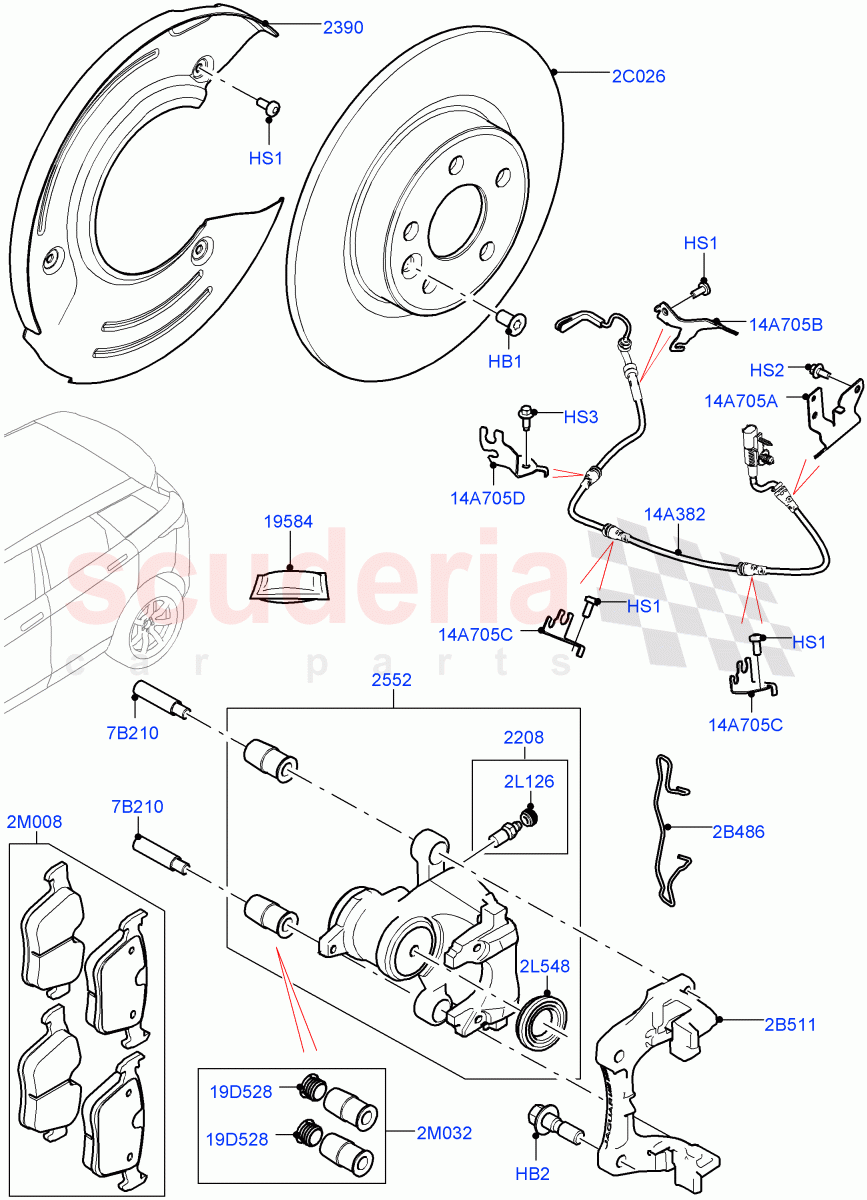 Rear Brake Discs And Calipers(Changsu (China),Disc And Caliper Size-Frt 18/RR 16,Front Disc And Caliper Size 17) of Land Rover Land Rover Range Rover Evoque (2019+) [2.0 Turbo Petrol AJ200P]