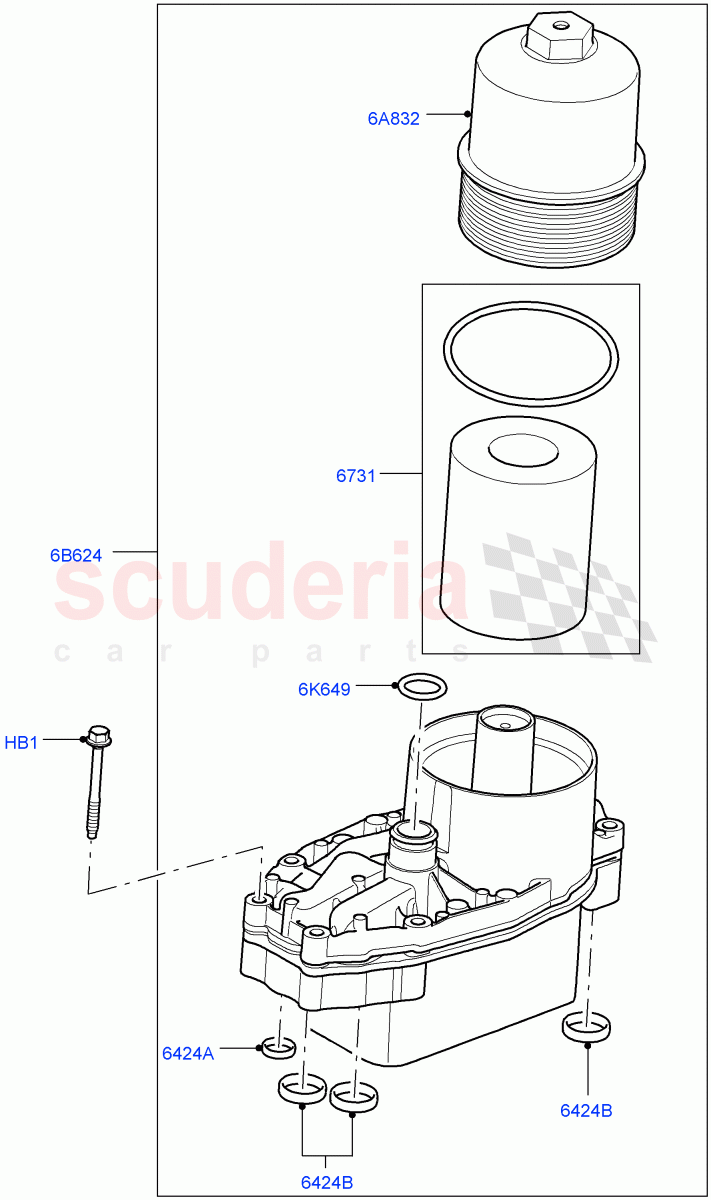 Oil Cooler And Filter (Solihull Plant Build) (3.0 V6 Diesel) ((V) FROMAA000001) of Land Rover Land Rover Range Rover Sport (2014+) [3.0 Diesel 24V DOHC TC]