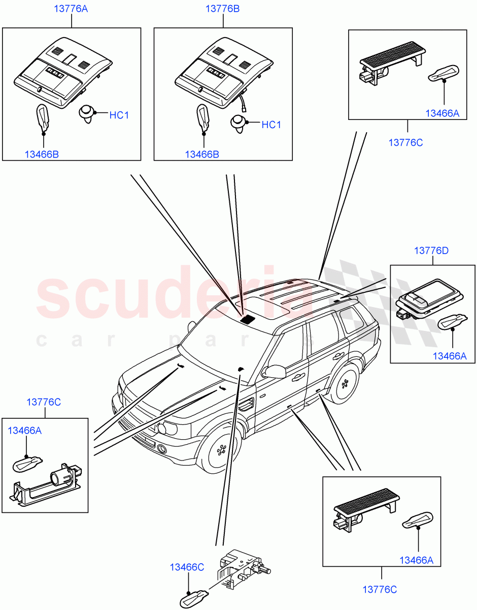 Interior Lamps((V)TO9A999999) of Land Rover Land Rover Range Rover Sport (2005-2009) [2.7 Diesel V6]