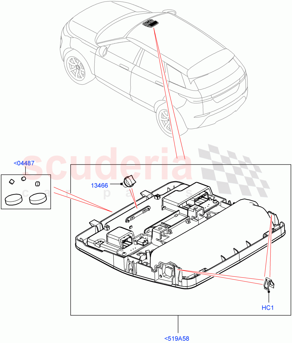 Console - Overhead(Changsu (China)) of Land Rover Land Rover Range Rover Evoque (2019+) [2.0 Turbo Diesel]