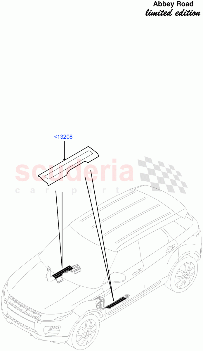 Side Trim(Abbey Road LE)(5 Door,Front Scuff Plate - Zebra Etching,Halewood (UK))((V)FROMFH000001) of Land Rover Land Rover Range Rover Evoque (2012-2018) [2.0 Turbo Diesel]