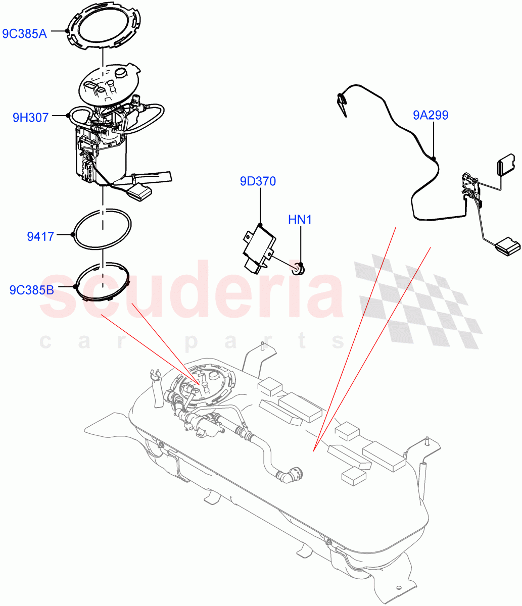 Fuel Pump And Sender Unit(1.5L AJ20P3 Petrol High PHEV,Changsu (China))((V)FROMMG575835) of Land Rover Land Rover Range Rover Evoque (2019+) [1.5 I3 Turbo Petrol AJ20P3]