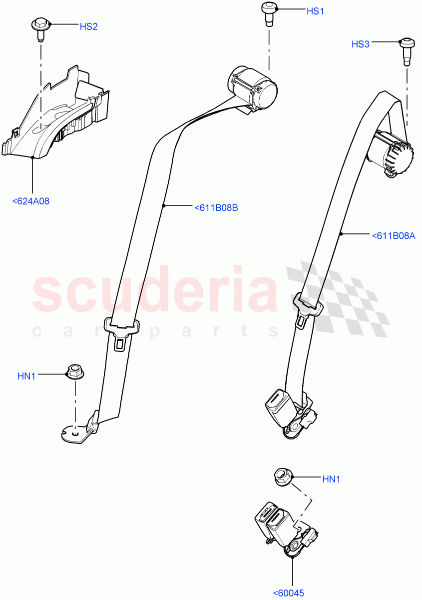 Rear Seat Belts(Changsu (China))((V)FROMEG000001) of Land Rover Land Rover Range Rover Evoque (2012-2018) [2.0 Turbo Diesel]