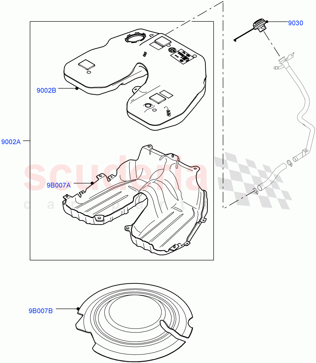 Fuel Tank & Related Parts (5.0L P AJ133 DOHC CDA S/C Enhanced, Armoured, 5.0 Petrol AJ133 DOHC CDA) ((V) FROMJA000001) of Land Rover Land Rover Range Rover (2012-2021) [5.0 OHC SGDI SC V8 Petrol]