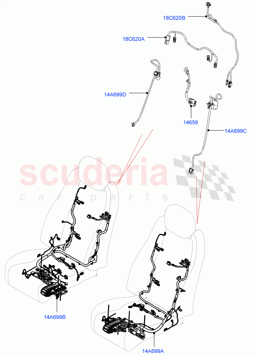 Wiring - Seats (Front Seats) (RHD) ((V) FROMJA000001, (V) TOJA999999) of Land Rover Land Rover Range Rover (2012-2021) [5.0 OHC SGDI SC V8 Petrol]