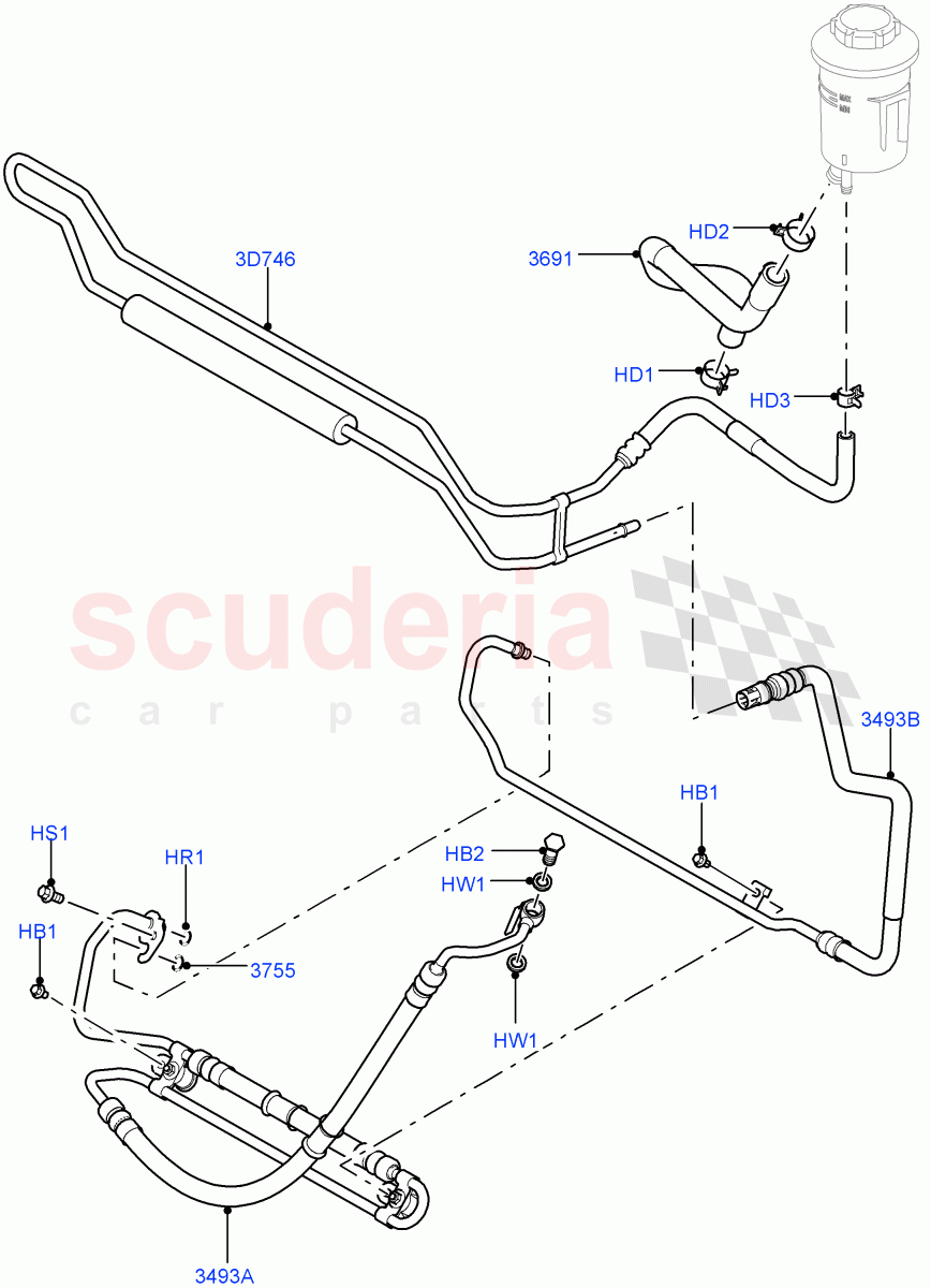 Supply & Return Hoses - Power Strg(3.0L DOHC GDI SC V6 PETROL,5.0L OHC SGDI NA V8 Petrol - AJ133)((V)FROMAA000001) of Land Rover Land Rover Discovery 4 (2010-2016) [5.0 OHC SGDI NA V8 Petrol]