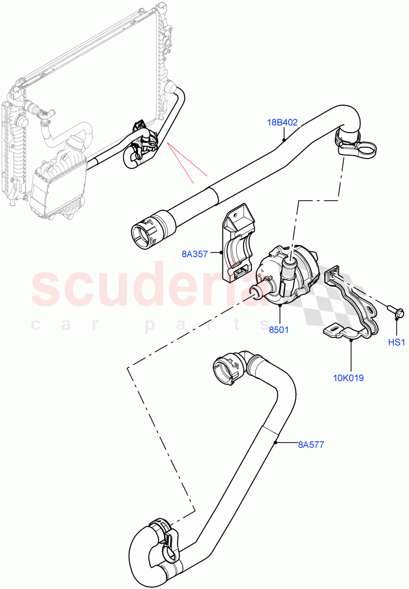 Water Pump (Auxiliary Unit) (2.0L AJ20P4 Petrol High PTA, Changsu (China)) of Land Rover Land Rover Range Rover Evoque (2019+) [2.0 Turbo Petrol AJ200P]