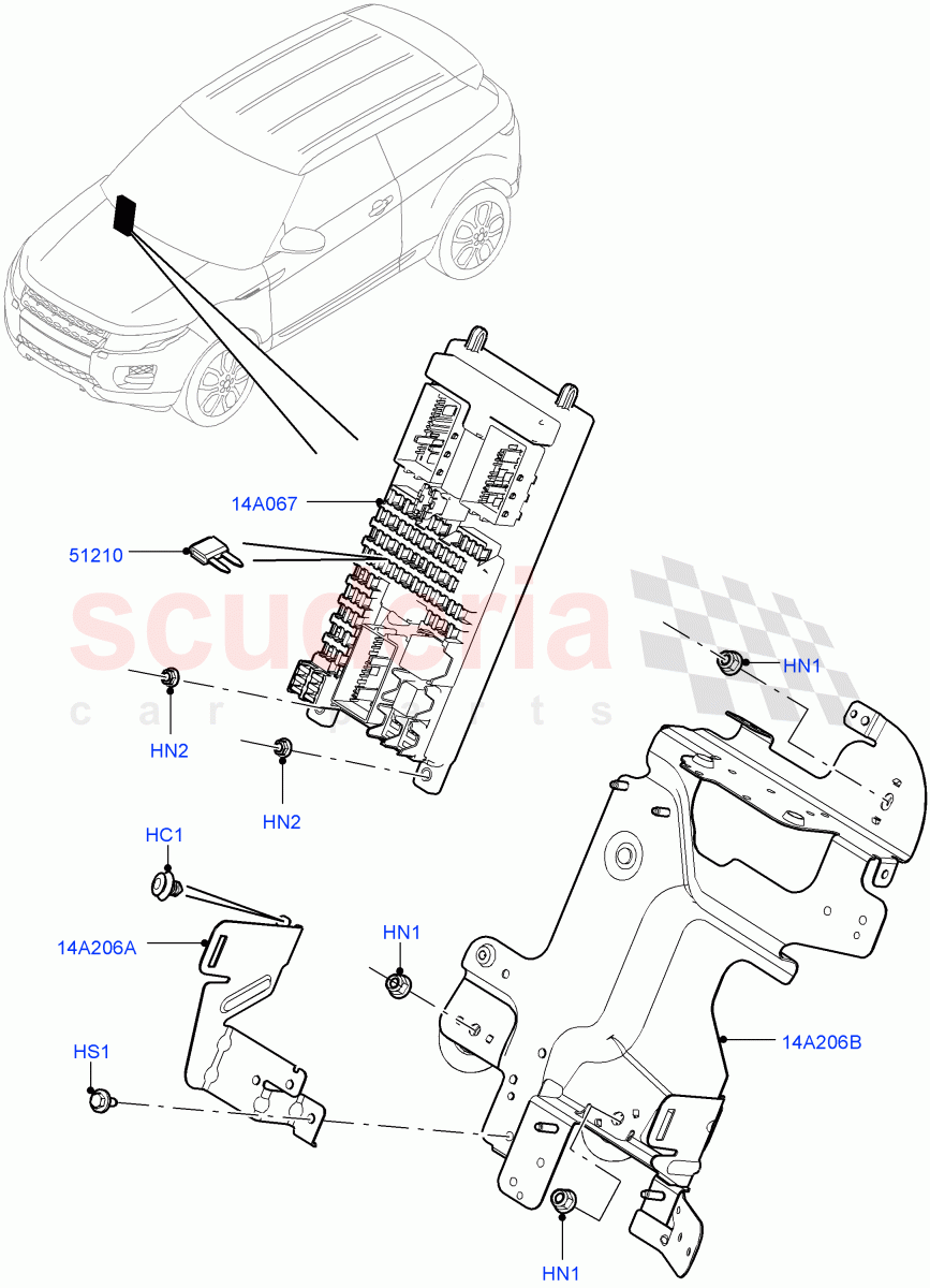 Fuses, Holders And Circuit Breakers(Passenger Compartment)(Itatiaia (Brazil))((V)FROMGT000001) of Land Rover Land Rover Range Rover Evoque (2012-2018) [2.0 Turbo Petrol AJ200P]