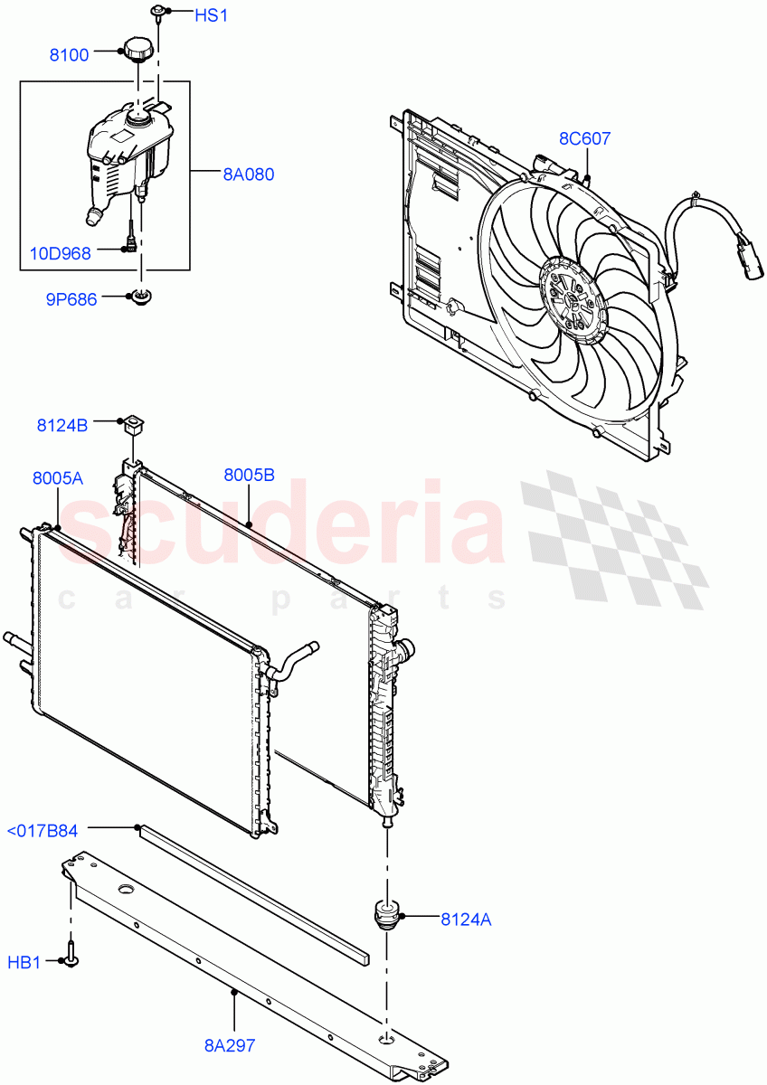 Radiator/Coolant Overflow Container (9 Speed Auto Trans 9HP50, Itatiaia (Brazil)) of Land Rover Land Rover Range Rover Evoque (2019+) [2.0 Turbo Petrol AJ200P]