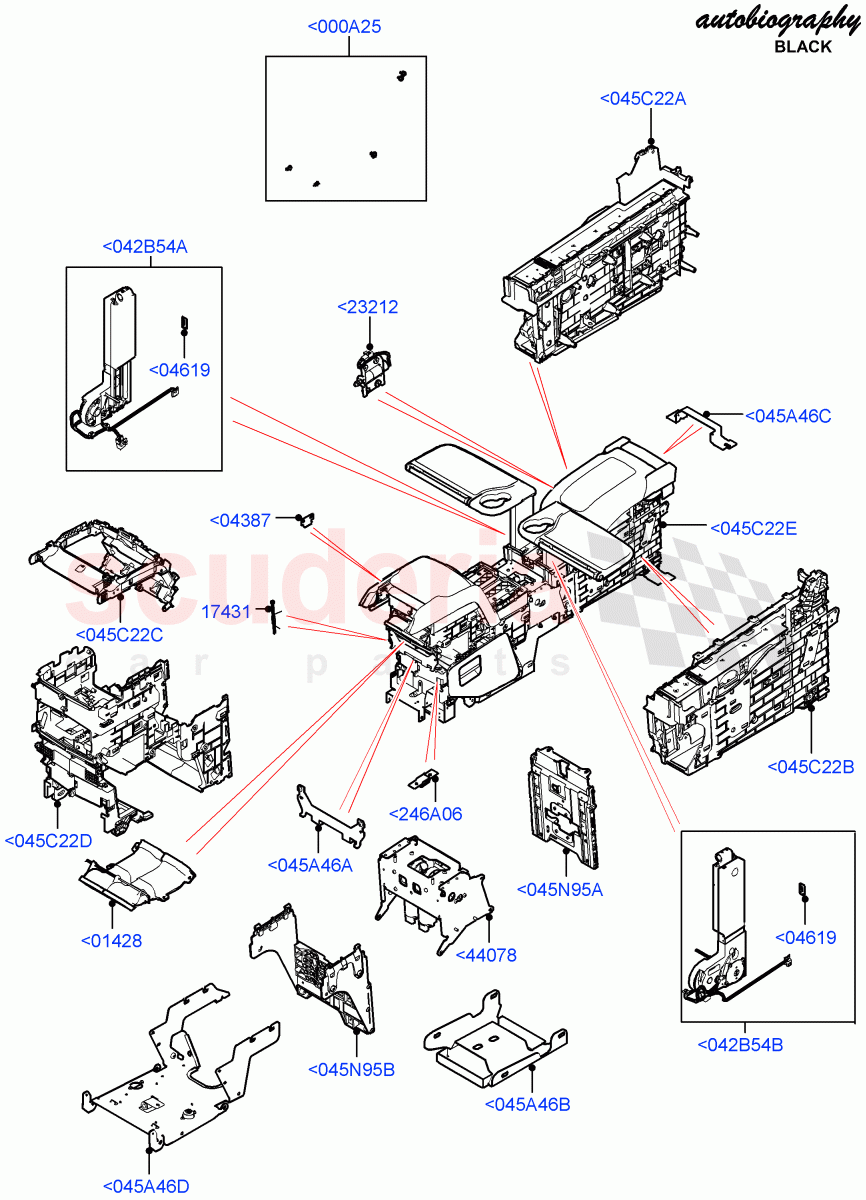 Console - Floor (Internal Components, Rear, Autobiography Black / SV Autobiography) (With 2 Rear Small Individual Seats) ((V) FROMJA000001) of Land Rover Land Rover Range Rover (2012-2021) [5.0 OHC SGDI SC V8 Petrol]