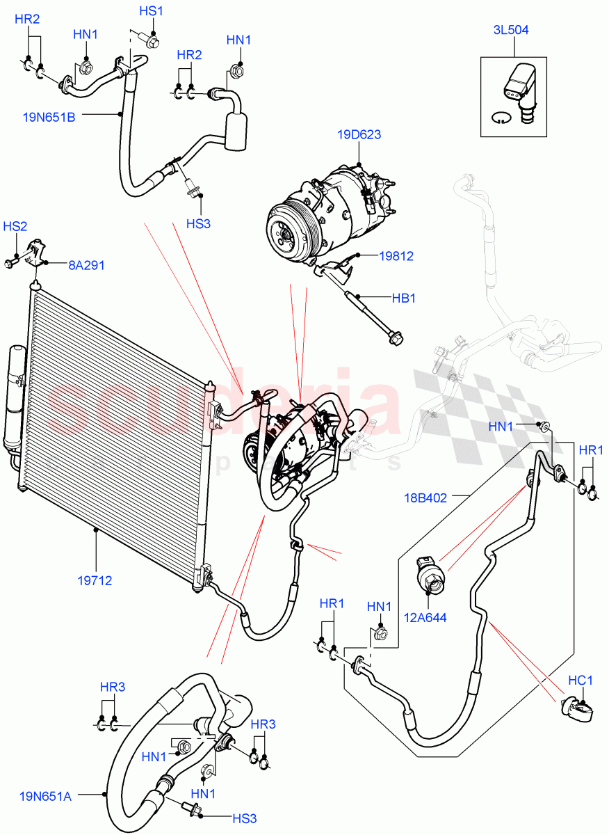 Air Conditioning Condensr/Compressr(Front)(5.0L OHC SGDI NA V8 Petrol - AJ133,3.0L DOHC GDI SC V6 PETROL,5.0L OHC SGDI SC V8 Petrol - AJ133,5.0L P AJ133 DOHC CDA S/C Enhanced,5.0 Petrol AJ133 DOHC CDA) of Land Rover Land Rover Range Rover (2012-2021) [3.0 I6 Turbo Diesel AJ20D6]