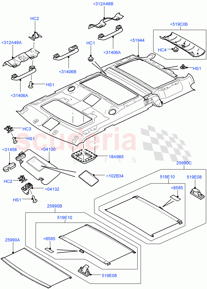 Headlining And Sun Visors((V)FROMAA000001) of Land Rover Land Rover Discovery 4 (2010-2016) [3.0 DOHC GDI SC V6 Petrol]