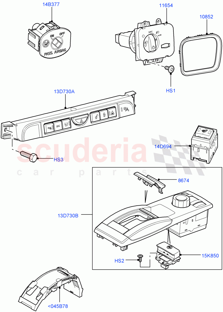 Switches(Facia And Console)((V)TO9A999999) of Land Rover Land Rover Range Rover Sport (2005-2009) [2.7 Diesel V6]