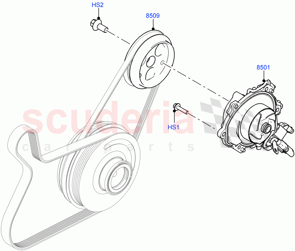 Water Pump(2.0L AJ20D4 Diesel High PTA,Halewood (UK),Electric Engine Battery-MHEV,2.0L AJ20D4 Diesel LF PTA,2.0L AJ20D4 Diesel Mid PTA) of Land Rover Land Rover Range Rover Evoque (2019+) [2.0 Turbo Diesel]