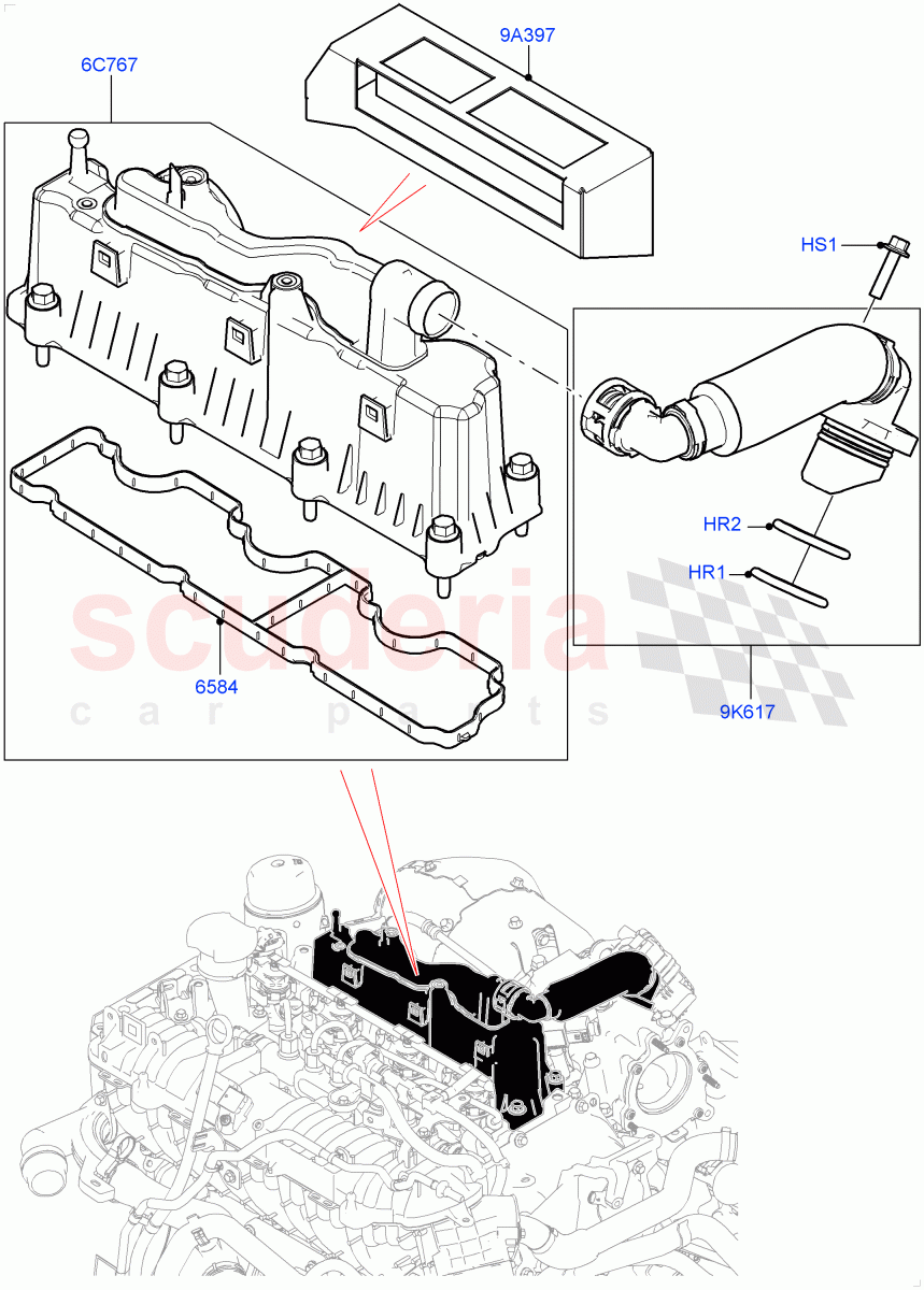 Emission Control - Crankcase(2.0L AJ20D4 Diesel Mid PTA,Halewood (UK),2.0L AJ20D4 Diesel LF PTA,2.0L AJ20D4 Diesel High PTA) of Land Rover Land Rover Range Rover Evoque (2019+) [2.0 Turbo Diesel]