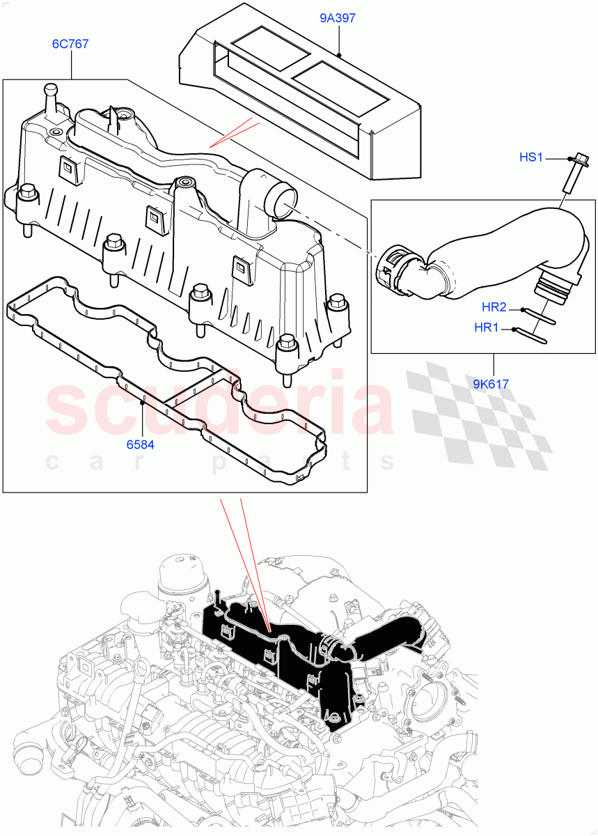 Emission Control - Crankcase(2.0L I4 DSL MID DOHC AJ200,Itatiaia (Brazil),2.0L I4 DSL HIGH DOHC AJ200)((V)FROMGT000001) of Land Rover Land Rover Range Rover Evoque (2012-2018) [2.0 Turbo Diesel]