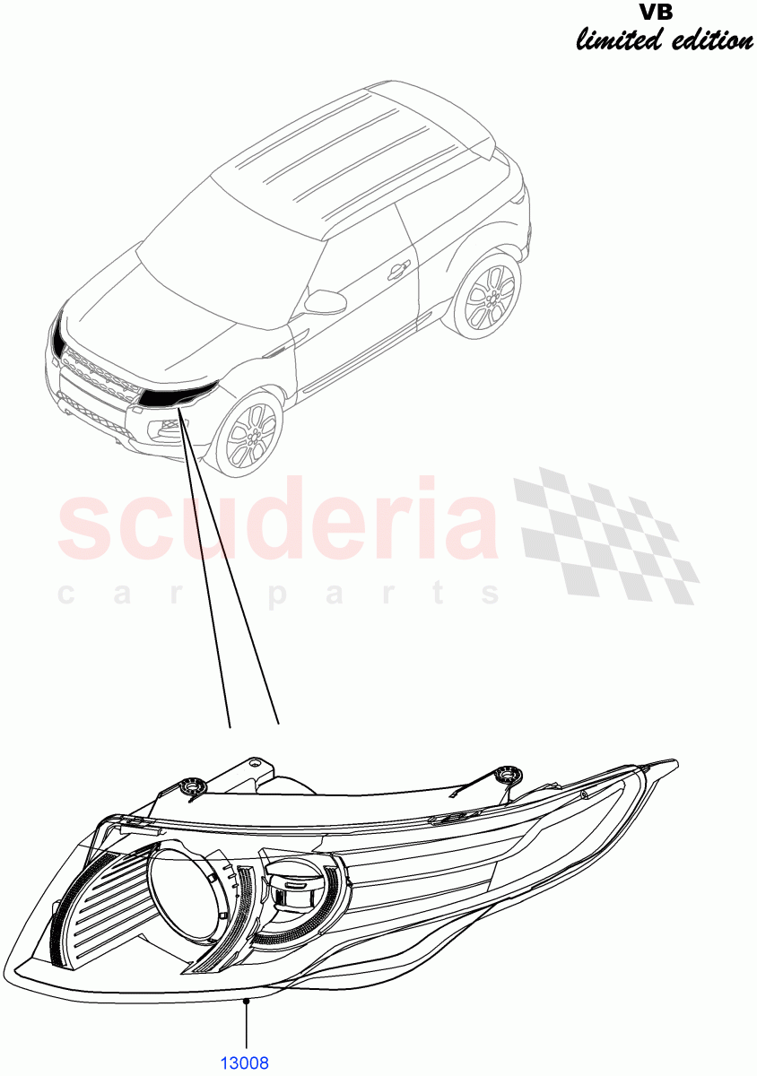 Headlamps And Front Flasher Lamps(Victoria Beckham Limited Edition,Halewood (UK)) of Land Rover Land Rover Range Rover Evoque (2012-2018) [2.0 Turbo Petrol GTDI]