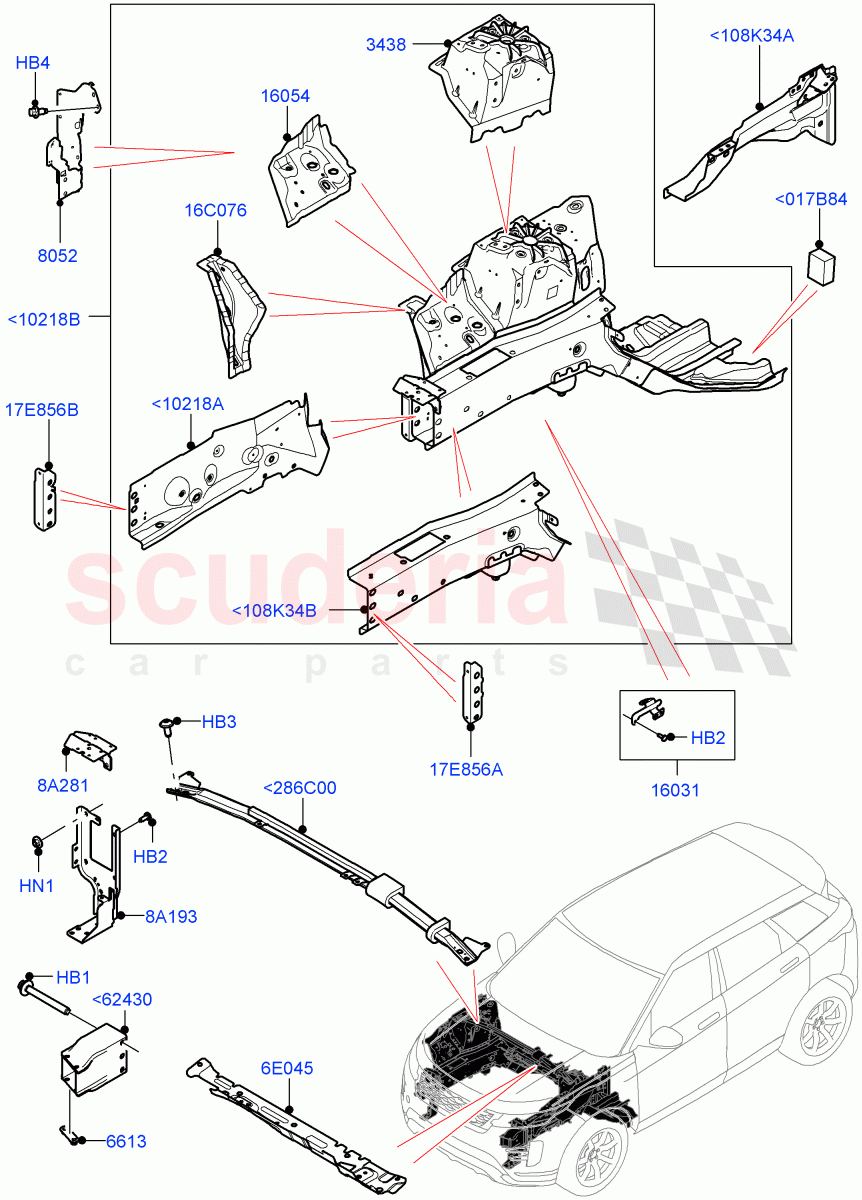 Front Panels, Aprons & Side Members (Reinforcement - Member) (Changsu (China)) of Land Rover Land Rover Range Rover Evoque (2019+) [2.0 Turbo Petrol AJ200P]