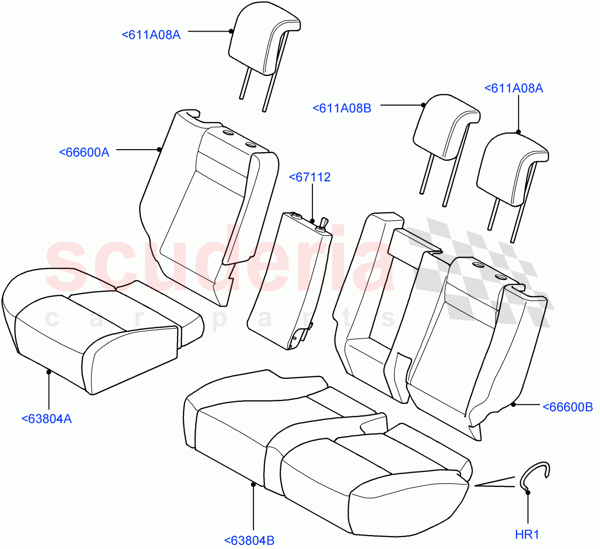Rear Seat Covers ((V) TO9A999999) of Land Rover Land Rover Range Rover Sport (2005-2009) [2.7 Diesel V6]
