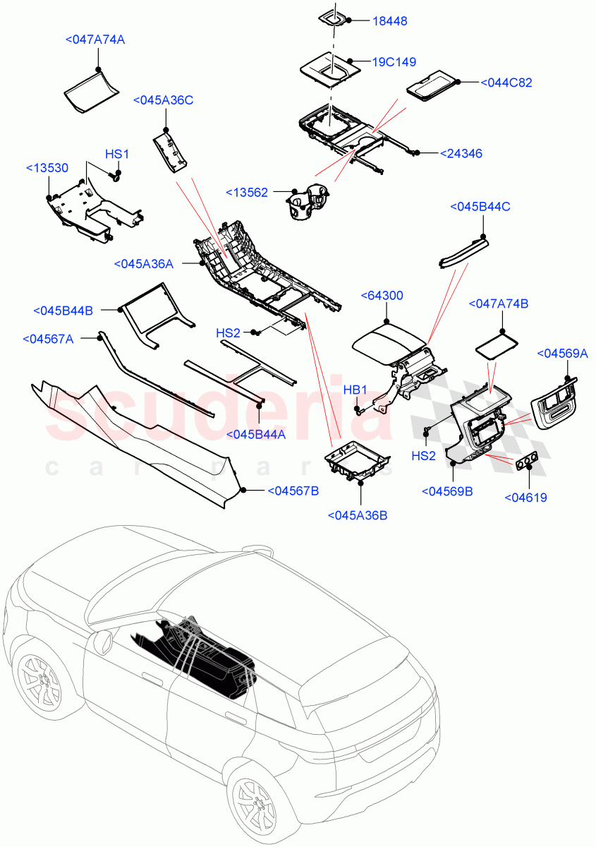 Console - Floor(External Components)(Changsu (China))((V)FROMMG575835) of Land Rover Land Rover Range Rover Evoque (2019+) [1.5 I3 Turbo Petrol AJ20P3]