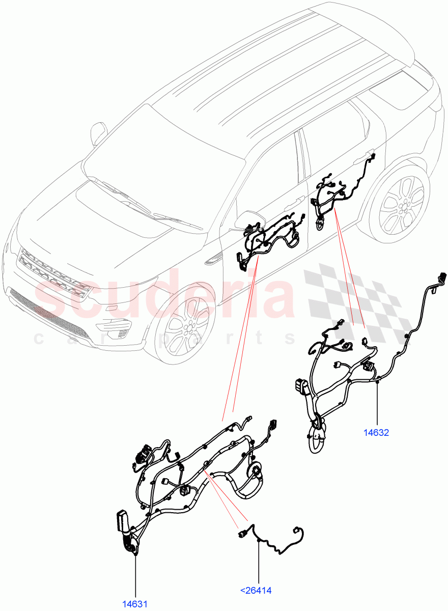 Wiring - Body Closures(Front And Rear Doors)(Halewood (UK))((V)FROMNH000001) of Land Rover Land Rover Discovery Sport (2015+) [2.2 Single Turbo Diesel]