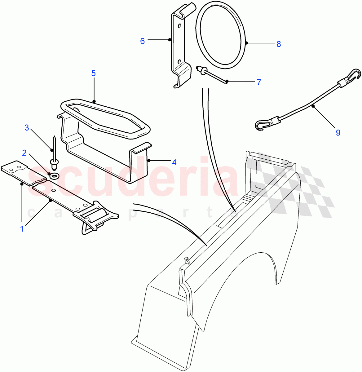 Tool Stowage (Station Wagon Utility - 5 Door, Station Wagon - 5 Door, Station Wagon - 3 Door) ((V) FROM7A000001) of Land Rover Land Rover Defender (2007-2016)