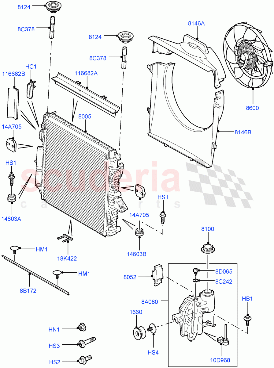 Radiator/Coolant Overflow Container (Cologne V6 4.0 EFI (SOHC)) ((V) FROMAA000001) of Land Rover Land Rover Discovery 4 (2010-2016) [4.0 Petrol V6]