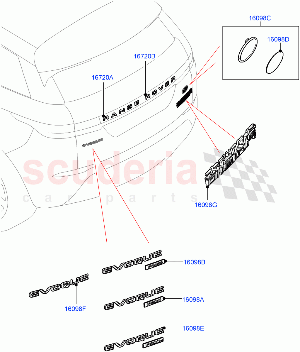 Name Plates(Rear)(Changsu (China),Less Trunk Badge) of Land Rover Land Rover Range Rover Evoque (2019+) [2.0 Turbo Petrol AJ200P]